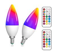 Bonlux 3W E14 RGB Ampoule LED Couleur, Dimmable RGB+Blanc Chaud 12 Couleurs Fonction de Mémoire et Minuterie Ampoule LED Telecommande, pour Maison/Décoration/Fête/KTV (2Pcs)