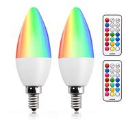 Bonlux 3W E14 RGB Ampoule LED Couleur, Dimmable RGB+Blanc Chaud 12 Couleurs Fonction de Mémoire et Minuterie Ampoule LED Telecommande, pour Maison/Décoration/Fête/KTV (2Pcs)