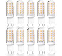 Bonlux Ampoule G9 LED 4W Blanc Chaud 2700K, Equivalent 40W Halogène Lampe, Petite Ampoule Culot GU9, Non Dimmable, Économie d'énergie, Sans Scintillement,Angle de Faisceau 360°, AC 220-240V, Lot de 10