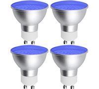 Bonlux Ampoule LED GU10 Couleur Bleu 5W, MR16 lampe LED Bleue non dimmable, Angle de faisceau 120°, Halogène 50W équivalent, pour éclairage paysager et éclairage décoratif(lot de 4)