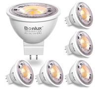 Bonlux Ampoule LED GU5.3 MR16 LED 12V 6W Ampoules LED Spot Equivalent à 50W 60W Ampoules Halogènes Blanc Chaud 3000K Base à Deux Broches Non Dimmable pour éclairage sur rail encastré Lot de 6
