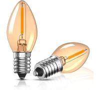Bonlux Ampoule Veilleuse LED E14 0,5W Ampoule pour Lampe de Sel 15W équivalente, Ampoules Bougie E14 Chaude Vintage Ambre Ampoules Decoratives C7, Ultra Blanc Chaud 2200K, 50LM, 220-240V, Lot de 2