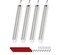 Bonlux Barre de Lumière Intérieure à LED, 30cm 12V Barre Lumineuse Intérieure 120LED avec Interrupteur on/Off, 1800LM Blanche Barre de Bande Lampe pour Voiture/Camion/Camping-Car/Bateau/Van,4PCS