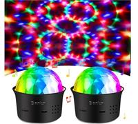 Bonlux Lot de 2 boules disco 5 V - Mini effets de lumière disco RVB - Lumière d'ambiance USB contrôlée par la voix - Pour chambre d'enfant