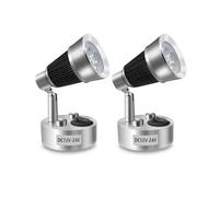 Bonlux Lot de 2 3W 12-24V LED Applique Murale de Lecture Spots LED Lumière Blanche Chaude 3000K Basse Tension Éclairage LED Avec Interrupteur pour Camping-car Yacht Studio Chambre à Coucher
