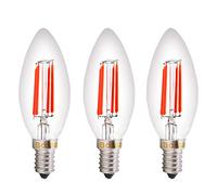 Bonlux Rouge SES LED rouge Filament Candle ampoule 4W Petite vis Edison E14 LED décorative Fireglow Antique Candle Light Ampoules 40W remplacement (Pack de 3)
