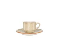 Bonna Aura Terrain - Tasses à expresso et soucoupe - 80 cc - Porcelaine - lot de 6