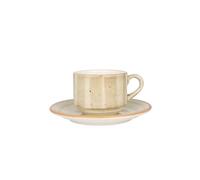 Bonna Aura Terrain - Tasses à thé et soucoupe - 210 cc - Porcelaine - lot de 6