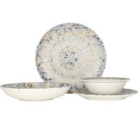 Bonna Set de vaisselle (Medium) - Luca Mosaic - 24 pièces - 6 personnes - Porcelaine