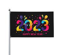 Bonne année 2023 drapeau 3x5 pieds un côté extérieur ferme cour signe jardin drapeau décoratif avec œillets en laiton