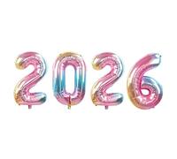 Bonne année 2026 ballons or argent rose noir nombre 2026 feuille ballons 16/32in multicolore bonne année bannière décorations de fête