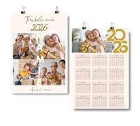 Bonne Année 2026 Mamie Cadeau Personnalisé Grand Mère Nouvel An Calendrier 2026 Photos Famille Personnalisable Affiche Plastifiée recto verso format A4 21cm x29,7cm