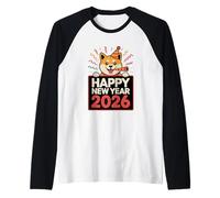 Bonne année 2026 Shiba Inu Celebration Party Manche Raglan