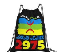 Bonne année amazighe 2975 Sac à dos avec drapeau amazigh, portable, avec cordon de serrage, pour chaussures, livres, pour étudiants en voyage