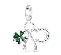 Bonne chance fer à cheval trois pièces pendentif breloque, breloque bracelet perlé, convient aux bracelets de 3 mm à 4,5 mm
