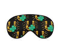 Bonne chance trèfle fers à cheval masque de sommeil couverture de nuit yeux pour femmes hommes BlockLight pour avion voyage sieste sangle réglable