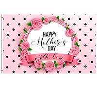 Bonne Fête Des Mères Avec Amour Roses Fleurs Rosess À Pois Drapeau Maison 90X150Cm Couleurs Éclatantes Drapeau De Cour Imprimé Bannières De Pour Fêtes Anniversaires Chambres