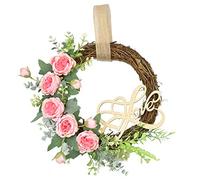 Bonne Fête des Mères Couronne Guirlande De Porte D'entrée Décor Mur Rotin Ornements Fleur Fleur Cadeaux