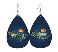 Bonne Fête Des Rois Et De L'Épiphanie Boucles D'Oreilles Tendance Pendantes En Cuir Légères Boucle D'Oreille Pour Décorations Femme Quotidien