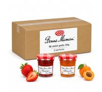 BONNE MAMAN - 16 Confitures individuelles Fraise/Abricot - 30g