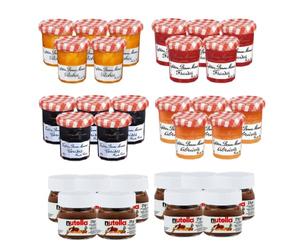 BONNE MAMAN - NUTELLINO | Assortiment de 20 confitures BONNE MAMAN 30 gr (fraise, cerise, abricot,pêche) et de 10 Pâte à tartiner 25 gr | Pour une CHANDELEUR réussie