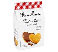 Bonne Maman - Tendres Cœurs - Chocolat Vanille - Gâteaux Nappés de Chocolat au Lait - Recette Authentique - 225 G