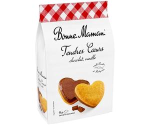 Bonne Maman - Tendres Cœurs - Chocolat Vanille - Gâteaux Nappés de Chocolat au Lait - Recette Authentique - 225 G (Lot de 6)
