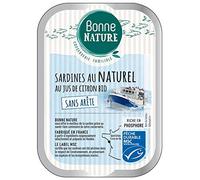Bonne Nature - Sardines Au Naturel Au Jus De Citron Bio (Sans Arêtes) 115G - Vendu par unité