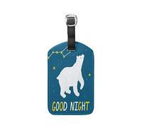 Bonne Nuit Ours Polaire Etiquettes à Bagages de Valises Etiquette Nom Adresse ID en Cuir Tags pour Le Voyage(2pcs)