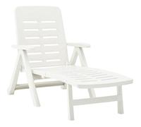 Bonne qualité(7277) Transat de jardin, Chaise longue, pliable, Plastique Blanc