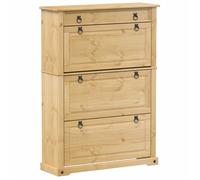 Bonne qualité - Armoire à chaussures - BONNIE - Commode à chaussures Corona 99x32x138cm - Bois de pin massif - Meuble d'entrée