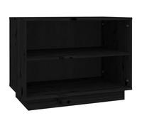 Bonne qualité - Armoire à chaussures - BONNIE - Commode à chaussures Noir 60x34x45cm - Bois de pin massif - Meuble d'entrée Coffre