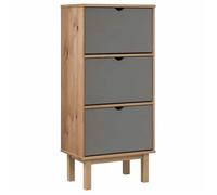Bonne qualité - Armoire à chaussures - BONNIE - Commode à chaussures OTTA et 3 tiroirs Marron et gris Bois pin - Meuble d'entrée