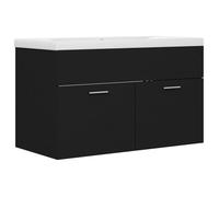 Bonne qualité - Armoire de rangement Armoire d'évier avec lavabo intégré Noir - Aggloméré DECO M6792508