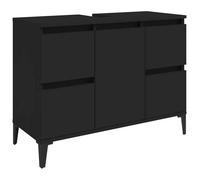 Bonne qualité - Armoire de rangement Meuble d'évier noir 80x33x60cm - Bois d'ingénierie DECO M4369420