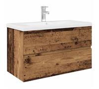 Bonne qualité - Armoire de rangement Meuble lavabo avec bassin et robinet intégrés vieux bois DECO M6731473