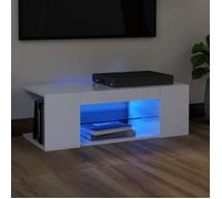 Bonne qualité - Armoire TV avec lumières LED,Noir brillant,90x39x30 cm - Buffet télévision/Banc TV DECO M5918305