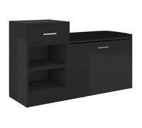 Bonne qualité - Banc à chaussures - BONNIE - Commode à chaussures Noir brillant 94,5x31x57cm - Aggloméré - Meuble d'entrée Coffre