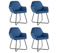 Bonne qualité - Chaises à manger - Style vintage - lot de 4 - Bleu Velours,61x61x84 cm DECO M2318523