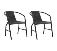 Bonne qualité - Chaises de jardin - lot de 2 - Plastique Rotin et acier 110 kg,62x55x74 cm - pour Cour Balcon DECO M4316214