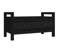 Bonne qualité - Coffre banquette - BONNIE - Banc d'entrée Noir 80x40x43cm - Bois de pin massif - pour Salon, Chambre, Entrée DECO