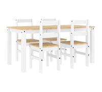 Bonne qualité - Ensemble à manger Panama 5 pcs - Ensemble De Table À Manger Et 4 Chaises - blanc - Bois de pin massif DECO M7493380