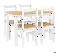 Bonne qualité - Ensemble à manger Panama 5 pcs - Ensemble De Table À Manger Et 4 Chaises - blanc - Bois de pin massif DECO M9497893