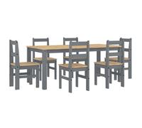 Bonne qualité - Ensemble à manger Panama 7 pcs - Ensemble De Table À Manger Et 6 Chaises - gris - Bois de pin massif DECO M4059402