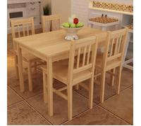 Bonne qualité® Lot d'une table avec Chaises de cuisine Conception Table de salle à manger en bois avec 4 chaises Naturel 294458