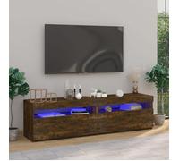 Bonne qualité - Meubles TV,avec lumières LED,2 pcs,Chêne fumé,75x35x40 cm - Buffet télévision/Banc TV DECO M2793674