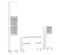 Bonne qualité - Mobilier Ensemble de meubles salle de bain 3 pcs Salle de bain et WC - BONNIE - blanc - Bois d'ingénierie DECO