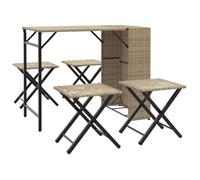 Bonne qualité - Salon d'extérieuris Ensemble à manger de jardin 5 pcs - 4 chaises de jardin avec table - pliable beige résine