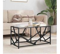 Bonne qualité - Table Basse de Salon pour thé ou café-avec dessus en - Verre noir 78,5x40x41 cm acier DECO M1186128