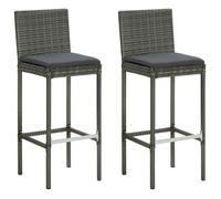 Bonne qualité - Tabourets de bar de jardin et coussins lot de 2 résine tressée LVL3271
